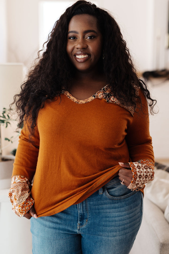 Sipping Iced Tea Mixed Print Hoodie   Tops Joy & Country