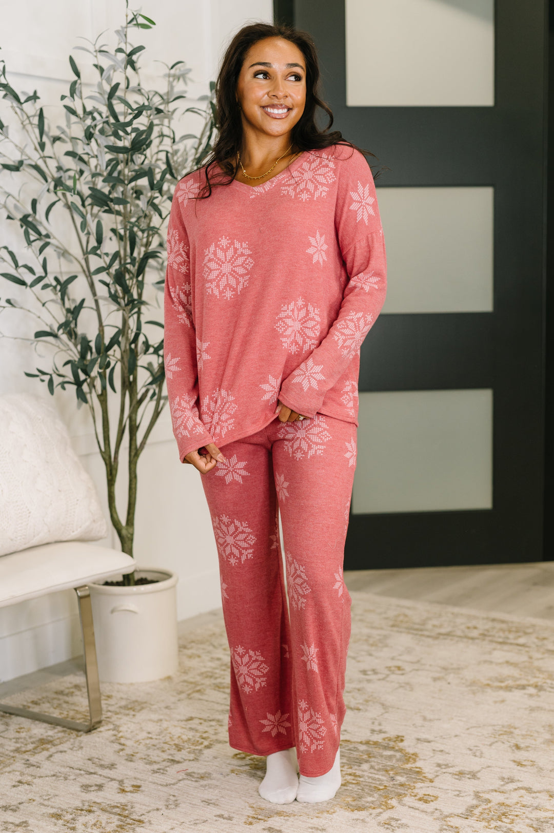Snowflake Sniffles Pajama Set in Red   Womens Joy & Country
