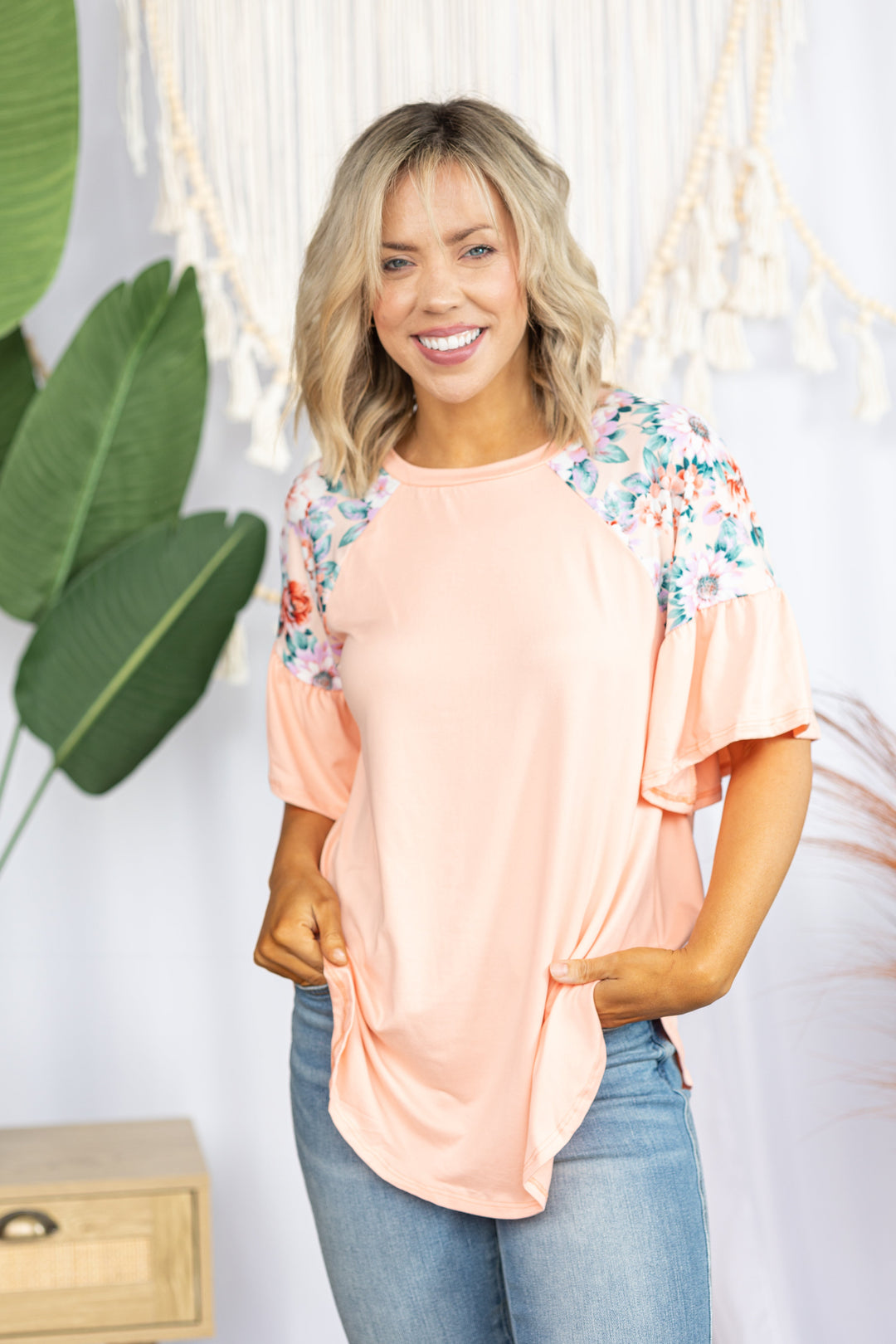 Peachy Delight Bell-Sleeve Top