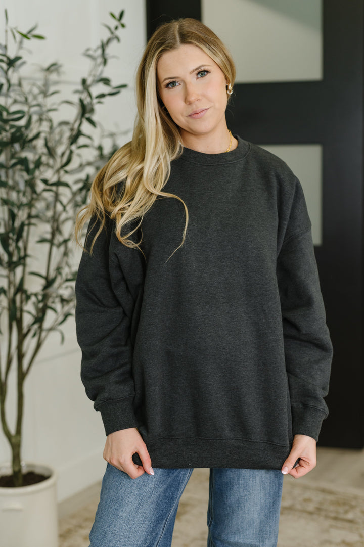 Sunday Snug Relaxed Pullover in Charcoal   Womens Joy & Country