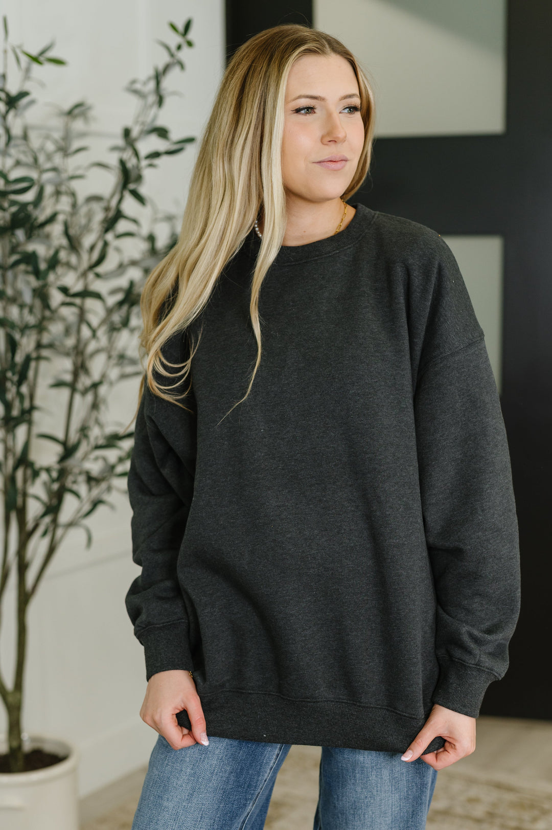 Sunday Snug Relaxed Pullover in Charcoal   Womens Joy & Country