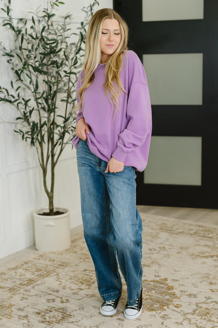 Sunday Snug Relaxed Pullover in Lavender   Womens Joy & Country