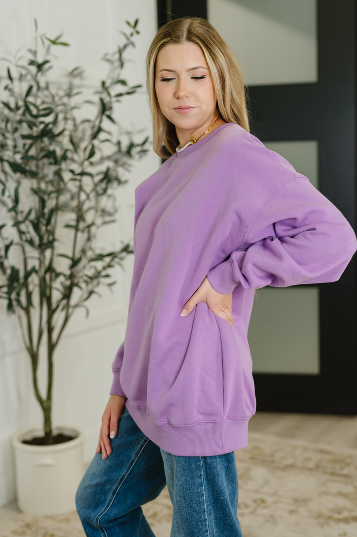 Sunday Snug Relaxed Pullover in Lavender   Womens Joy & Country