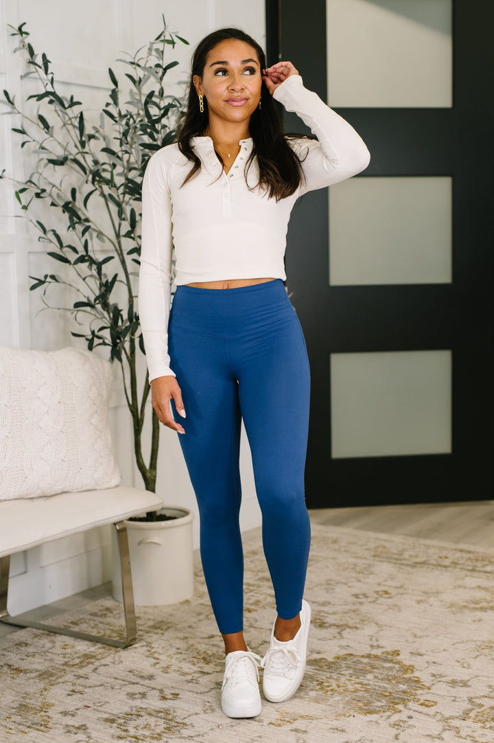 Navy Sculpting High-Waisted Leggings
