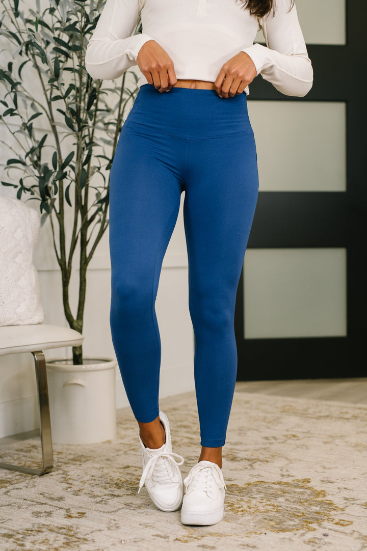 Navy Sculpting High-Waisted Leggings