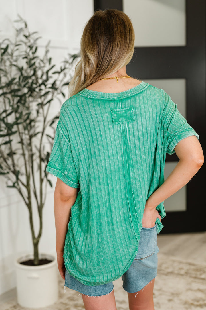 Sunday's Bestie Mineral Wash Top in Kelly Green   Womens Joy & Country