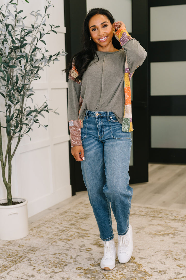 Sweet as Pie Color Block Relaxed Long Sleeve   Womens Joy & Country