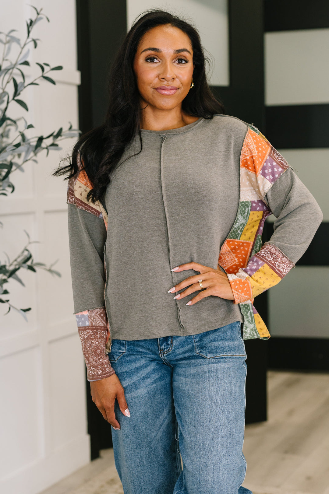 Sweet as Pie Color Block Relaxed Long Sleeve   Womens Joy & Country