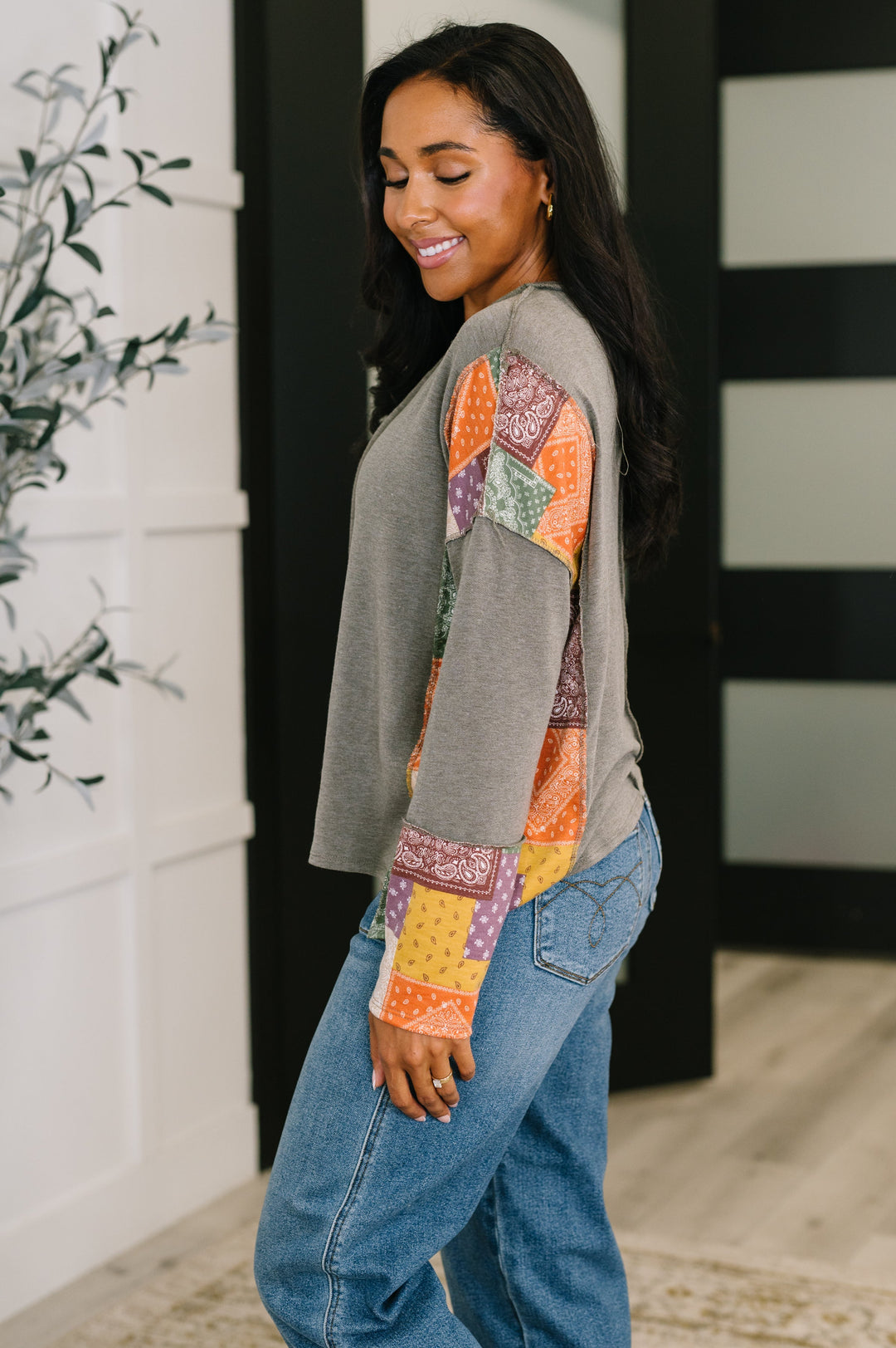 Sweet as Pie Color Block Relaxed Long Sleeve   Womens Joy & Country