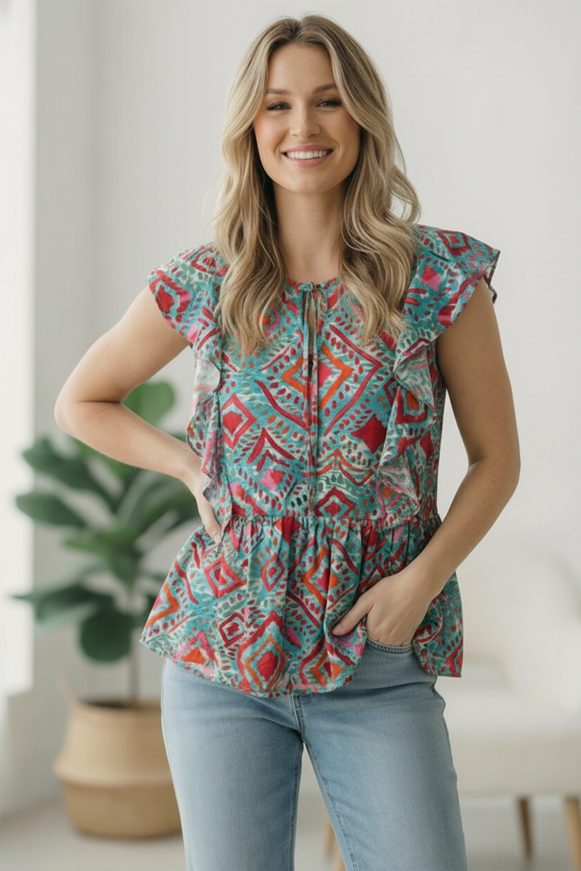 Flirting in the Museum Emerald Blouse    Joy & Country