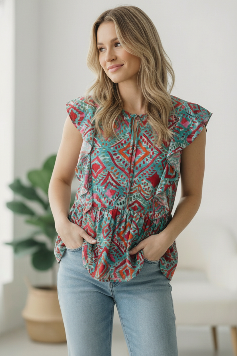 Flirting in the Museum Emerald Blouse    Joy & Country