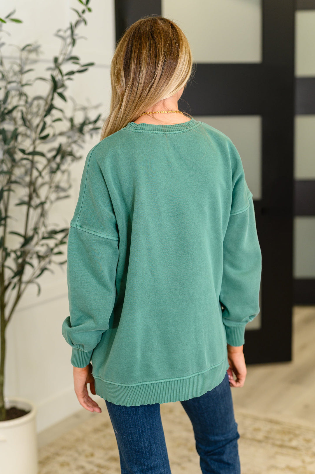 Talk Cozy to Me Stepped Hem Pullover in Dark Green   Womens Joy & Country