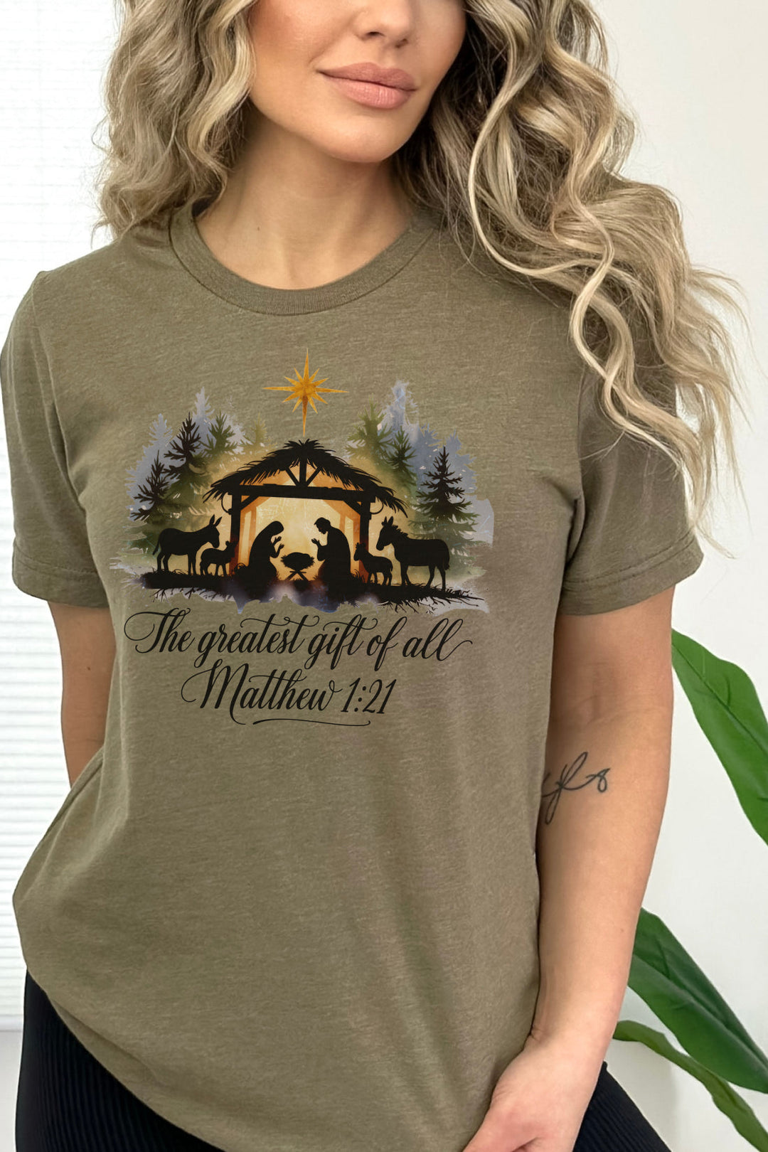 The Greatest Gift of All Matthew 1:21 - Unisex Crew-Neck Tee   T-Shirt Joy & Country