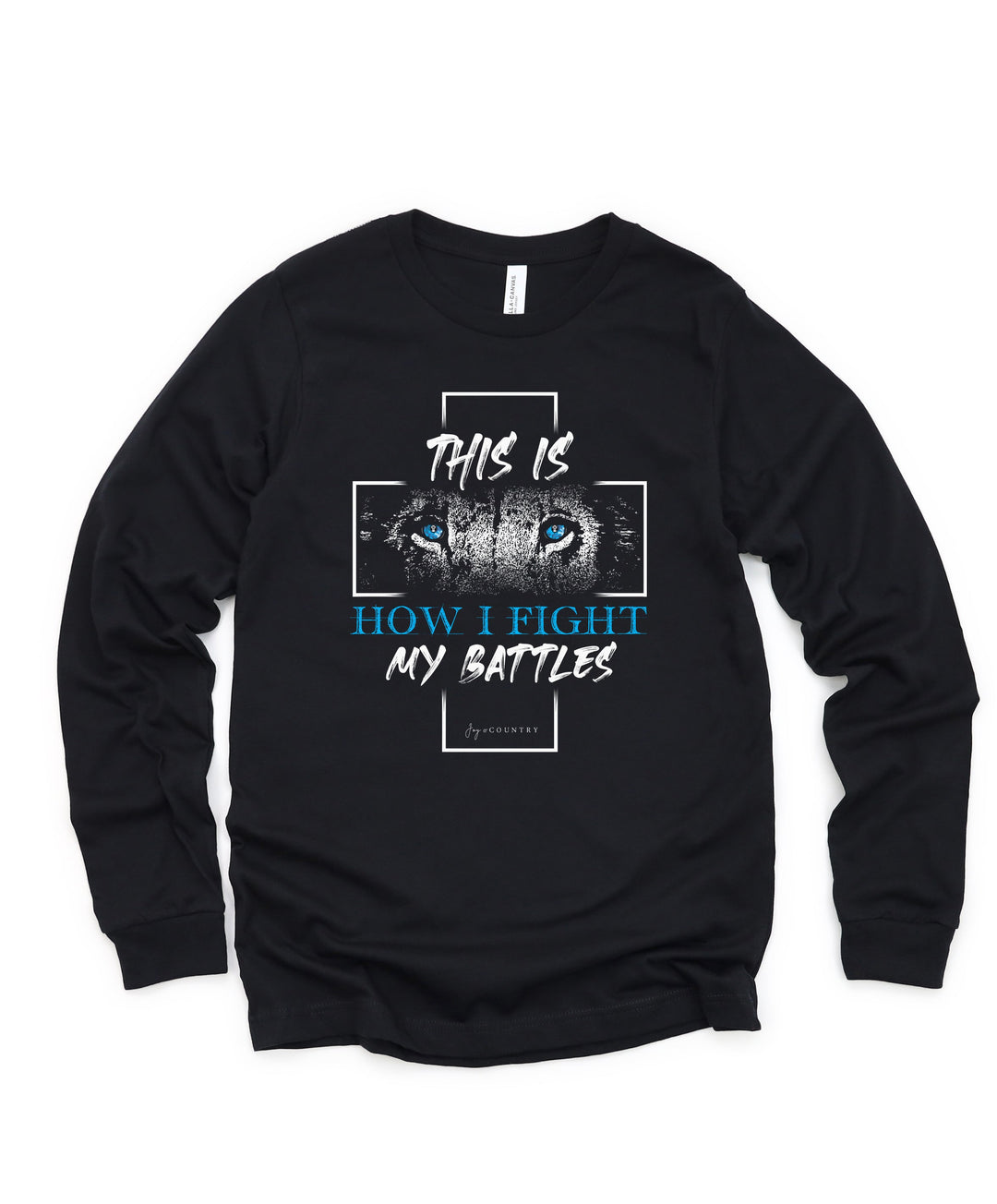 This is How I Fight my Battles - Cross With Lion - Unisex Jersey Long Sleeve Tee   Long-sleeve Joy & Country
