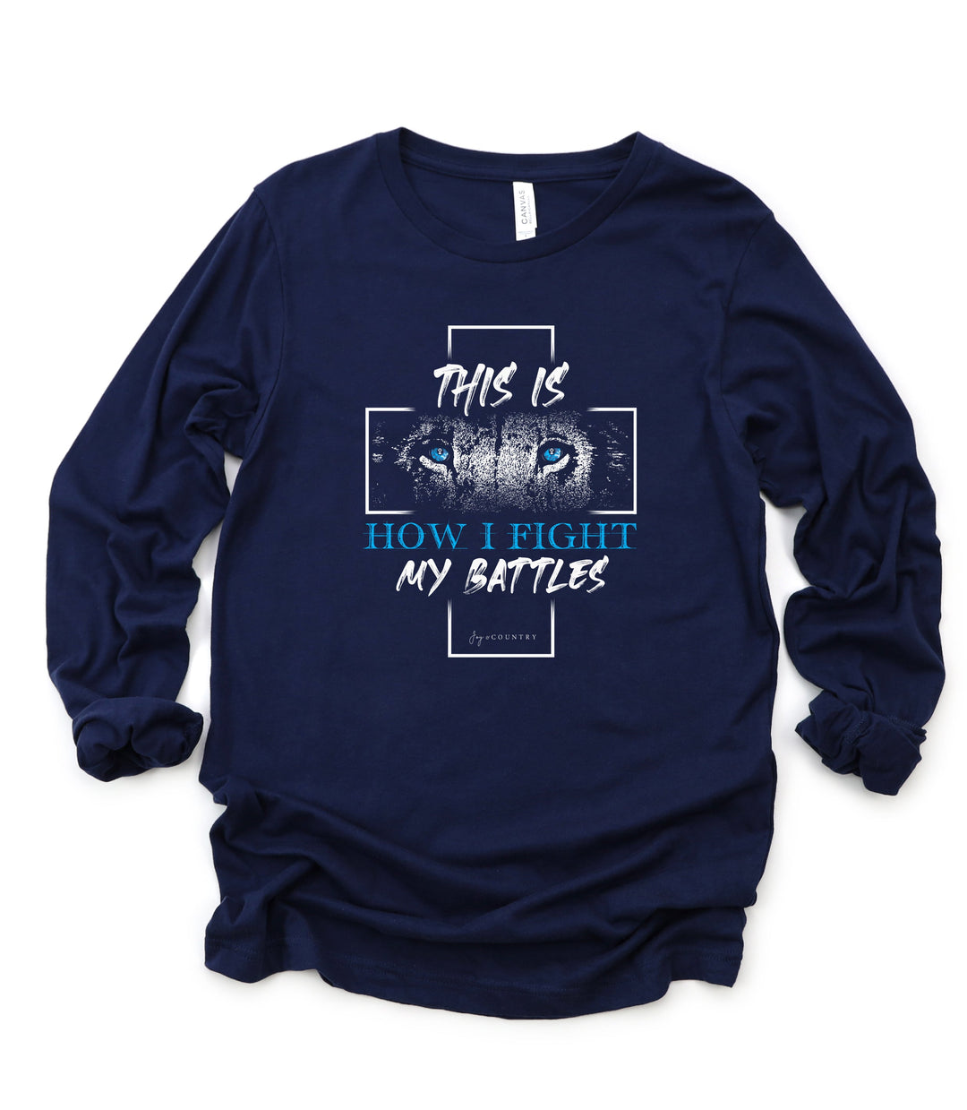 This is How I Fight my Battles - Cross With Lion - Unisex Jersey Long Sleeve Tee   Long-sleeve Joy & Country
