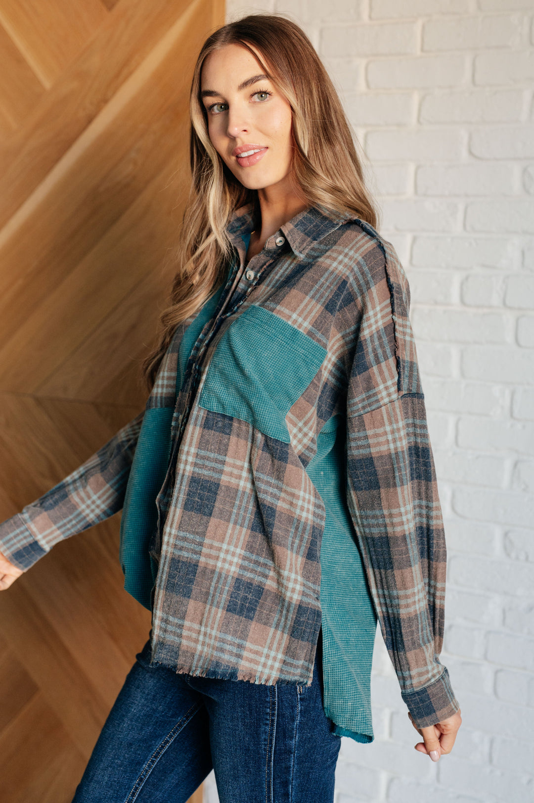Tied for Time Thermal Plaid Button Up   Tops Joy & Country