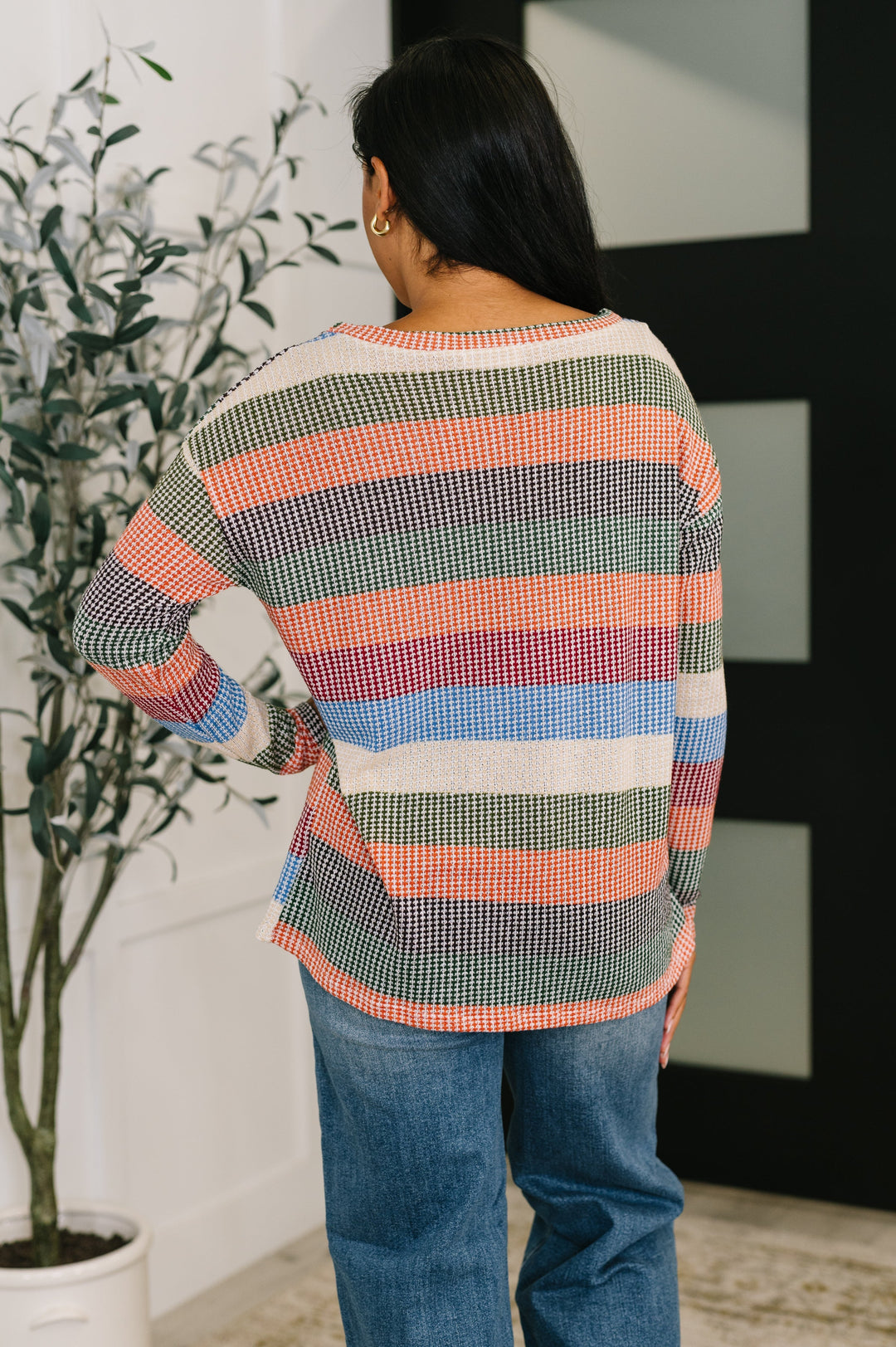 To Be Determined Drop Shoulder Top in Rust, Olive and Blue   Womens Joy & Country