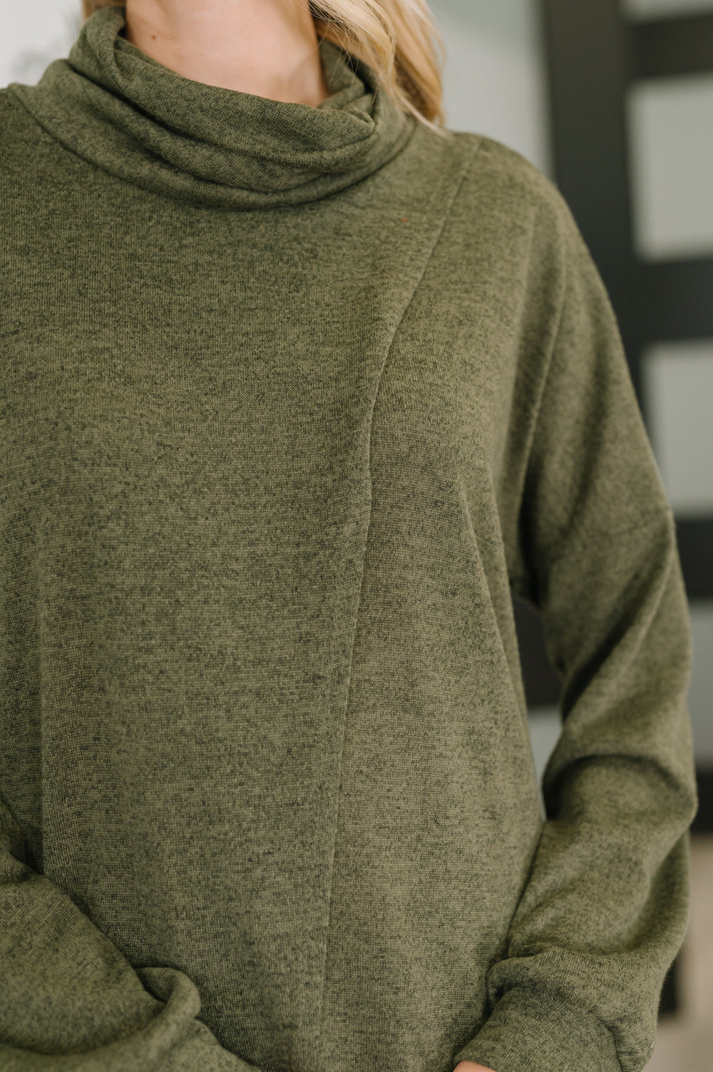 Travel City Scape Turtle Neck Tunic in Olive   Womens Joy & Country