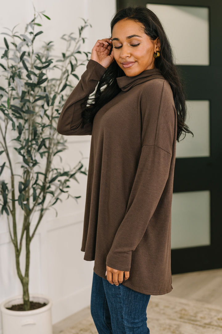 Jetset Cowl Neck Pullover – Chocolate   Shirts & Tops Joy & Country