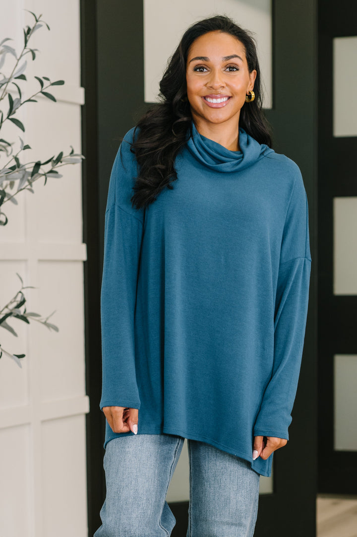 Jetset Cowl Neck Pullover – Dark Teal   Shirts & Tops Joy & Country