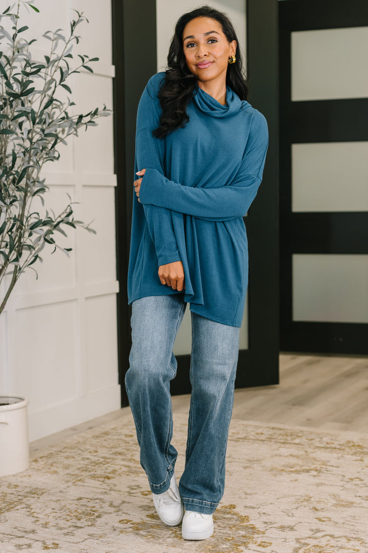 Jetset Cowl Neck Pullover – Dark Teal   Shirts & Tops Joy & Country