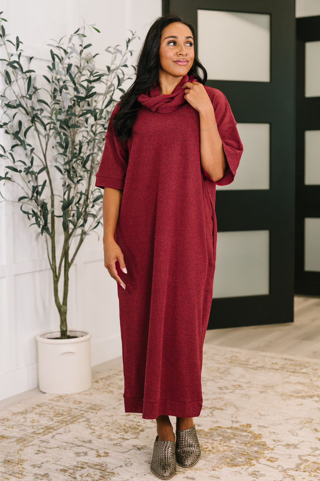 Wanderlust Ribbed Knit Dress – Wine   Dresses Joy & Country