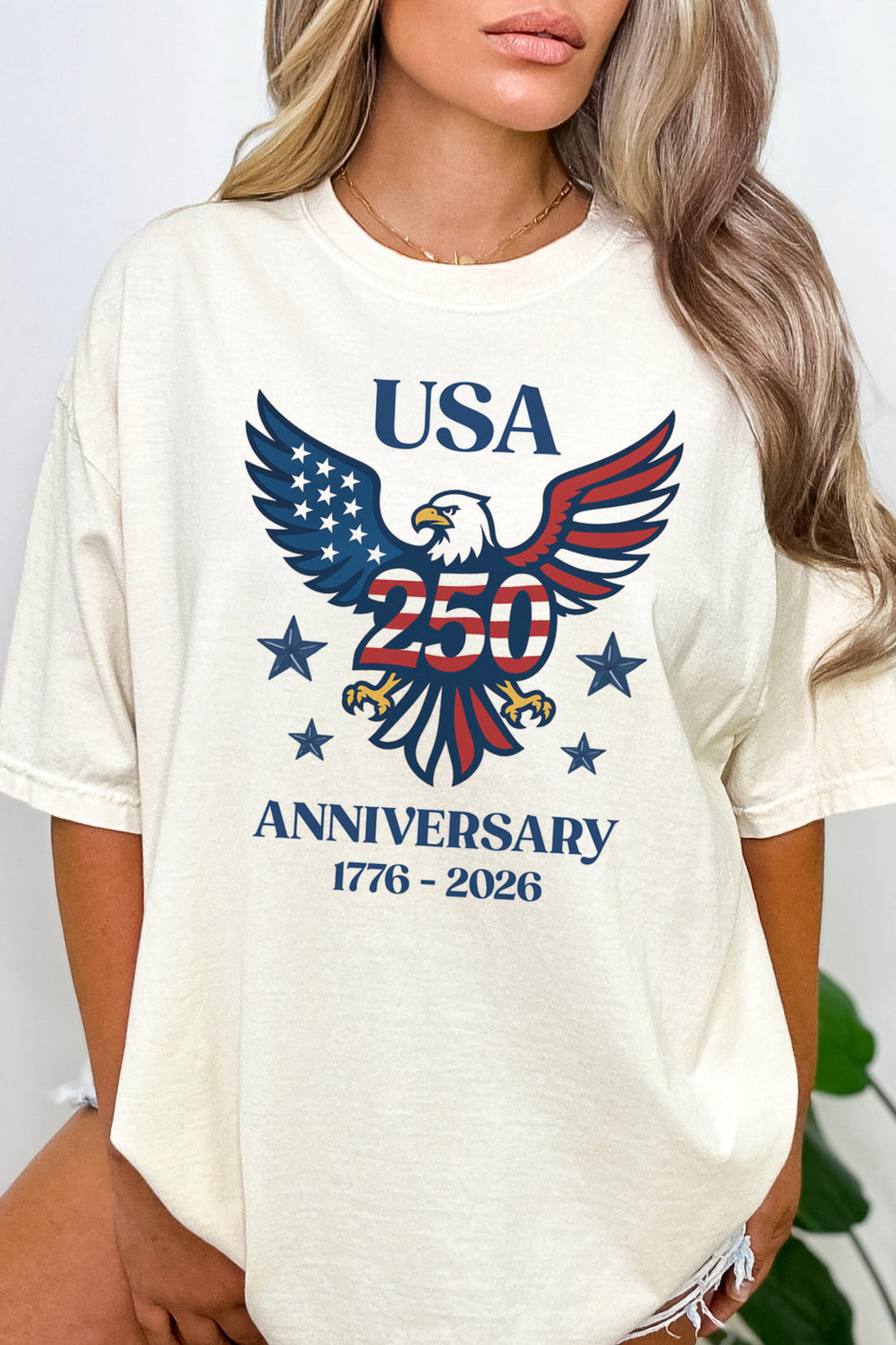 USA 250th Anniversary American Flag Eagle 1776-2026 - Premium Unisex Heavyweight Crew-Neck T-shirt   T-Shirt Joy & Country