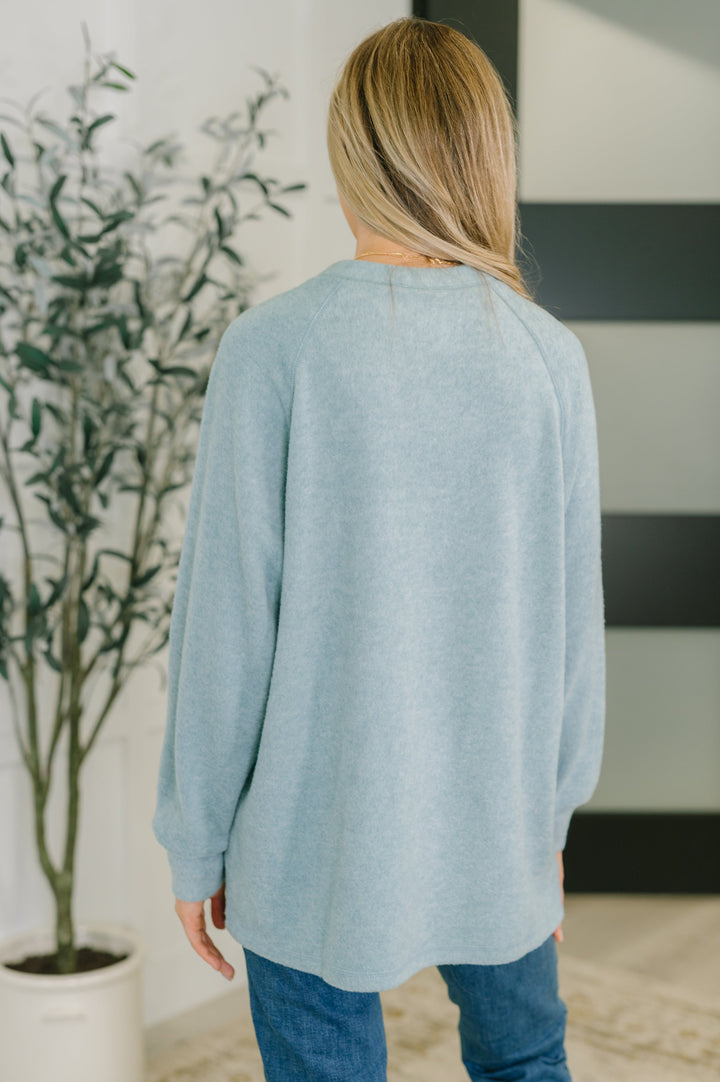 Urban Flux Scooped Hi-Low Long Pullover in Blue Grey   Womens Joy & Country