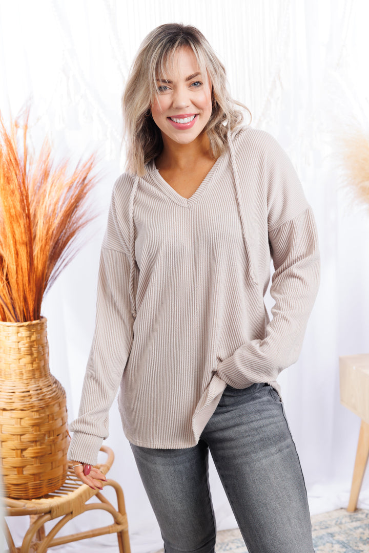 Staying Chic Ribbed Hoodie