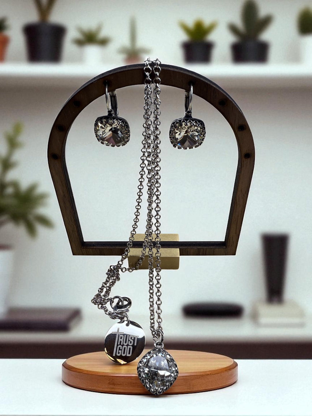 [PRE-ORDER] Wear His Reflection Antique-Wrapped Crystal Pendant - Trust God Charm [SHIPS IN 1-2 WEEKS]   Necklaces Joy & Country