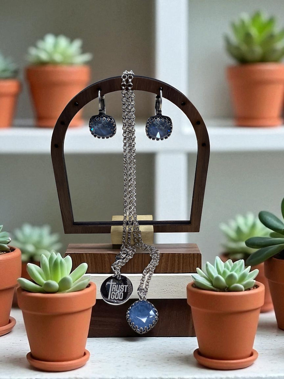 [PRE-ORDER] Wear His Reflection Antique-Wrapped Crystal Pendant - Trust God Charm [SHIPS IN 1-2 WEEKS]   Necklaces Joy & Country