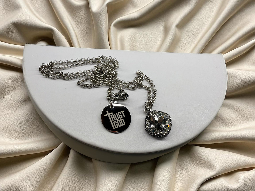 [PRE-ORDER] Wear His Reflection Antique-Wrapped Crystal Pendant - Trust God Charm [SHIPS IN 1-2 WEEKS]