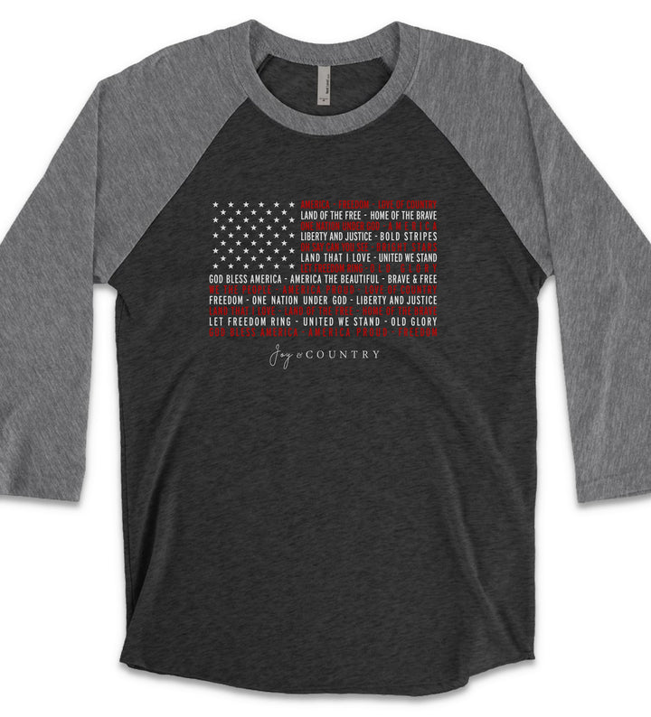 We Love America - Unisex Tri-Blend 3/4 Sleeve Raglan Tee   Long-sleeve Joy & Country