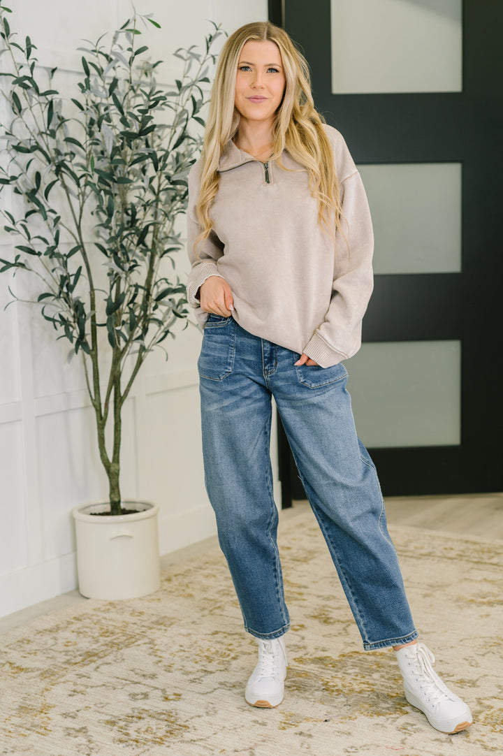 You Should Know Half Zip Pullover in Ash Mocha   Womens Joy & Country