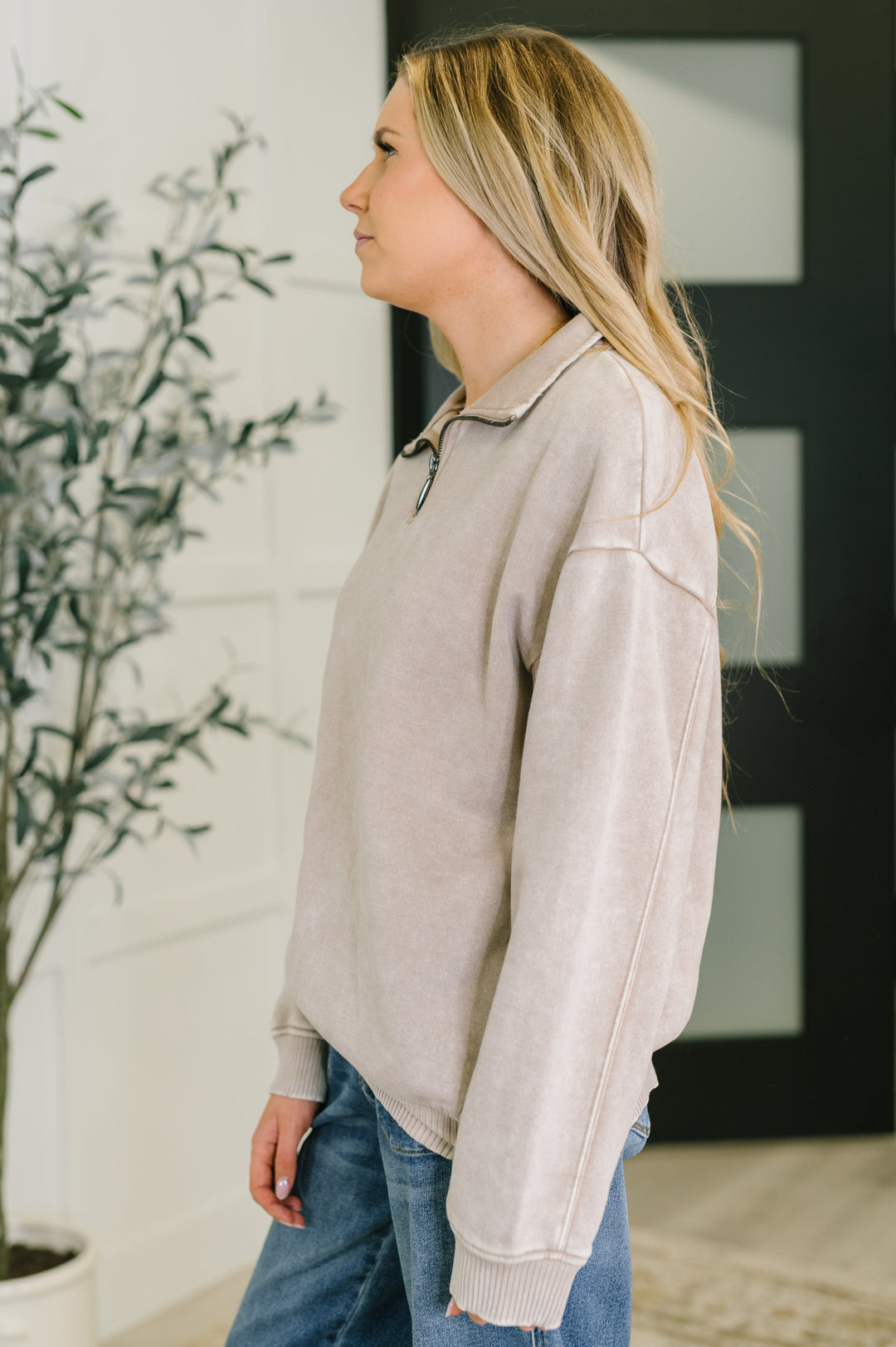 You Should Know Half Zip Pullover in Ash Mocha   Womens Joy & Country