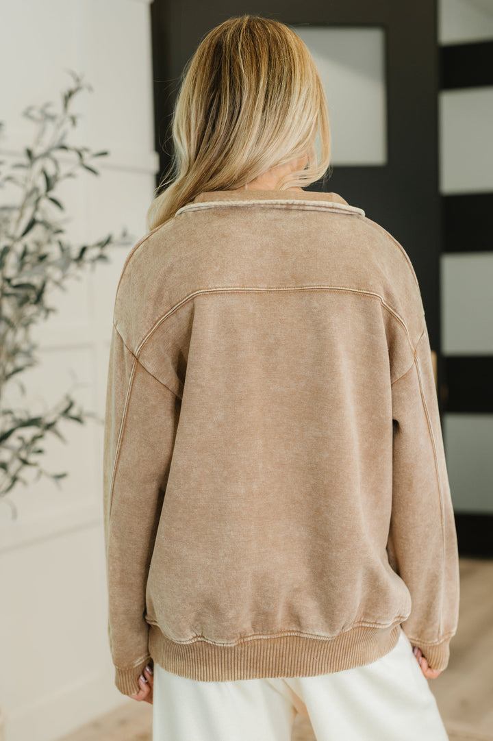 You Should Know Half Zip Pullover in Deep Camel   Womens Joy & Country