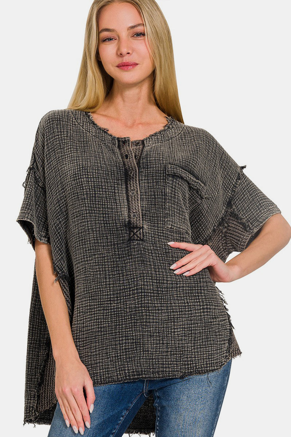 Edgy Basics Washed Texture Cotton Top - Joy & Country