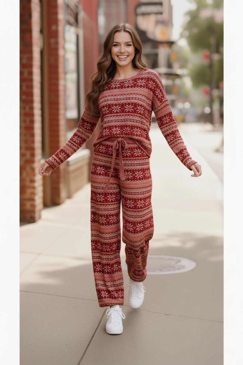 Red Holiday Fair Isle Set    Joy & Country
