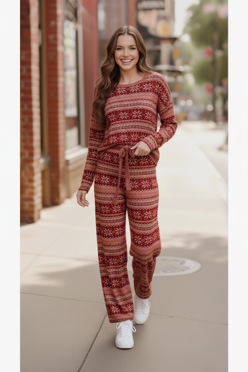 Red Holiday Fair Isle Set    Joy & Country