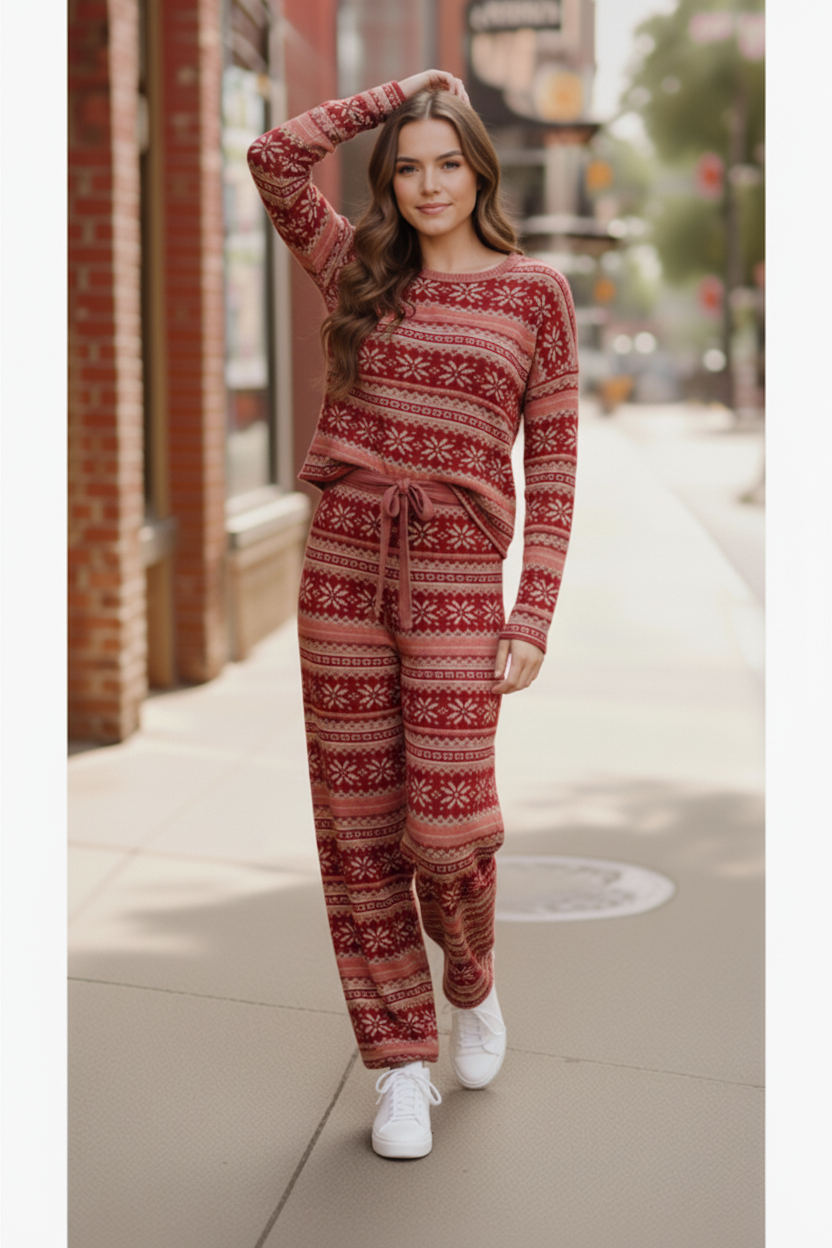 Red Holiday Fair Isle Set    Joy & Country