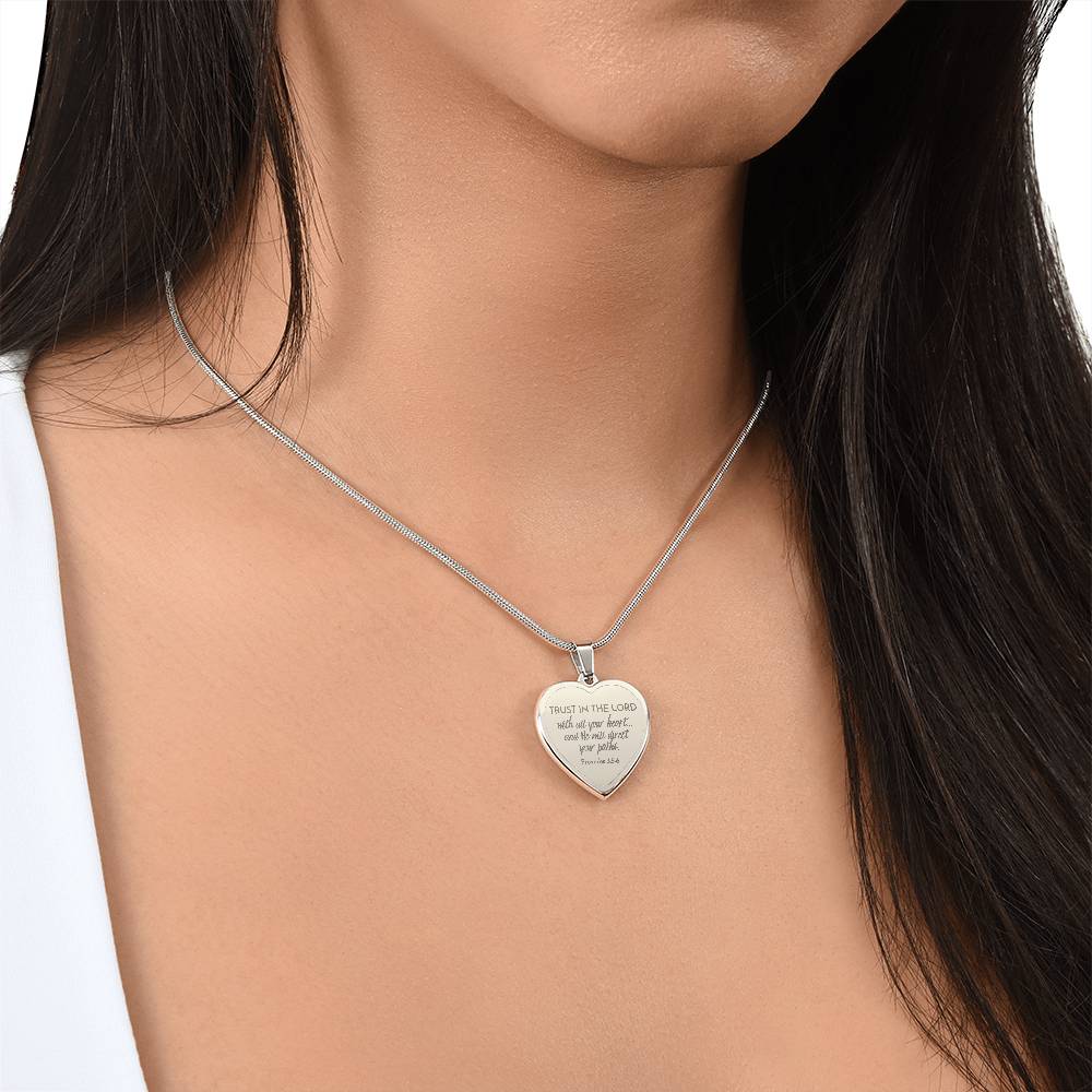 Trust In The Lord - Stainless Steel Heart Necklace - Engravable   Necklaces Joy & Country