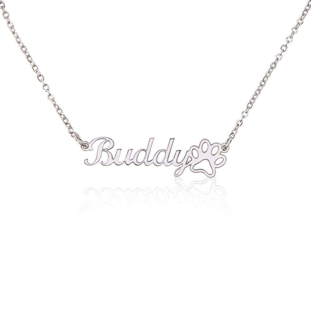 Personalized Name + Paw Print - Stainless Steel Necklace   Necklaces Joy & Country
