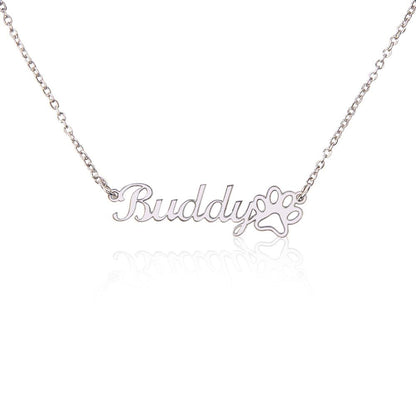 Personalized Name + Paw Print - Stainless Steel Necklace   Necklaces Joy & Country