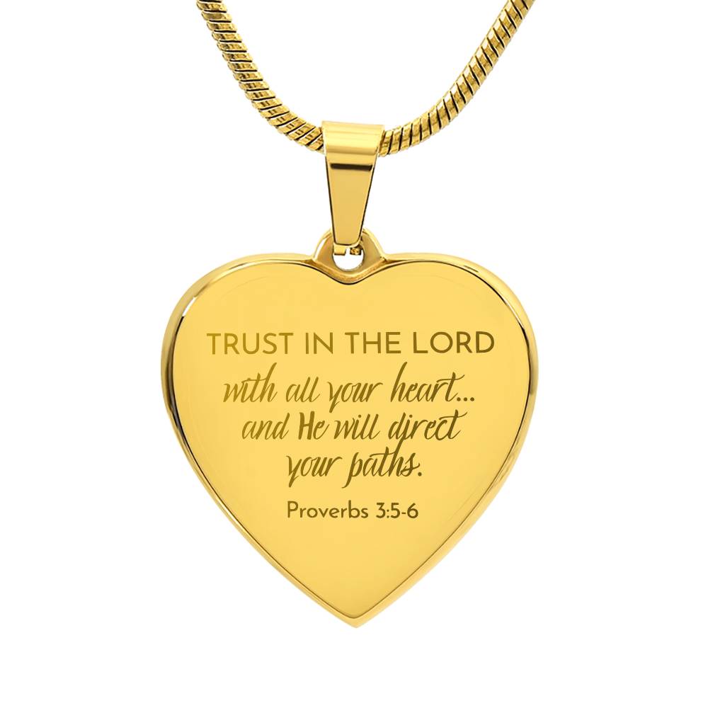 Trust In The Lord - Stainless Steel Heart Necklace - Engravable   Necklaces Joy & Country