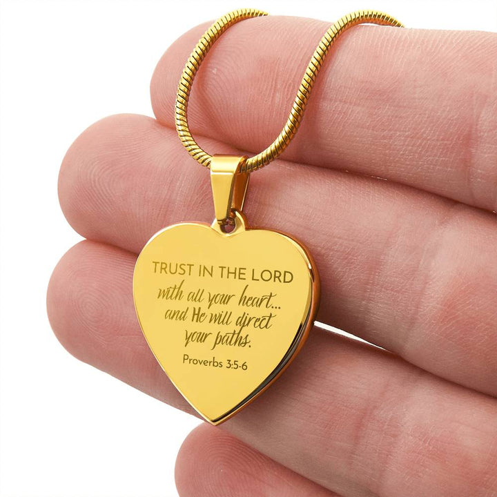 Trust In The Lord - Stainless Steel Heart Necklace - Engravable   Necklaces Joy & Country
