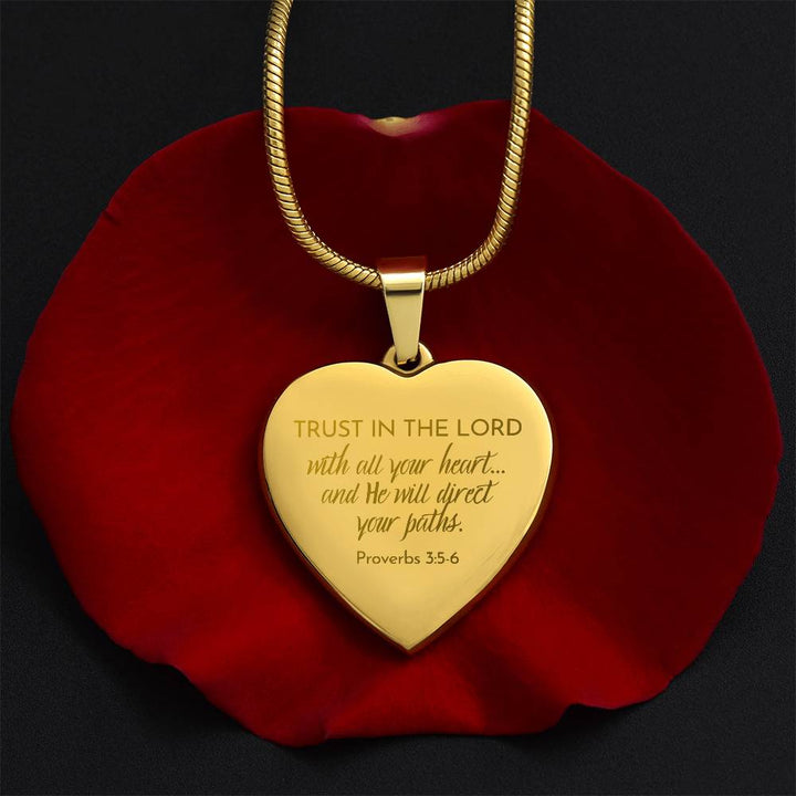 Trust In The Lord - Stainless Steel Heart Necklace - Engravable   Necklaces Joy & Country