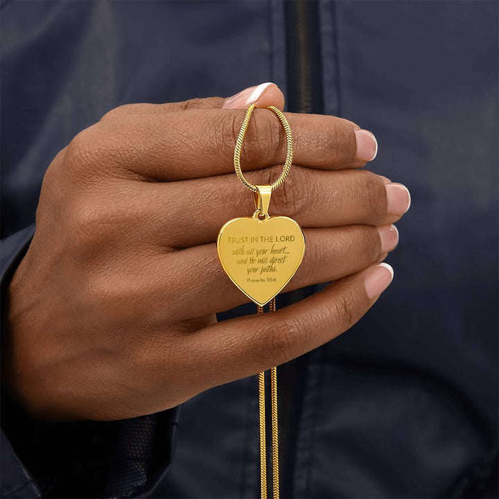 Trust In The Lord - Stainless Steel Heart Necklace - Engravable   Necklaces Joy & Country