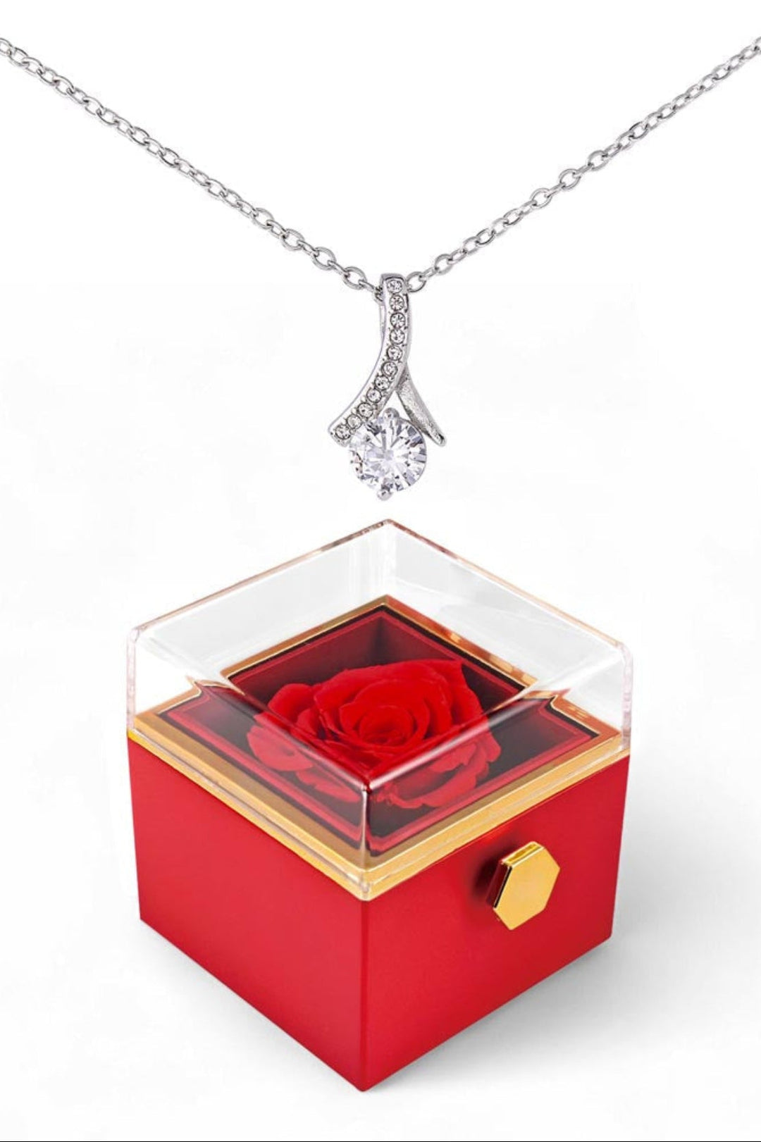 Timeless Beauty - Stainless Steel Necklace w/ Rotating Rose Gift Box   Jewelry Joy & Country