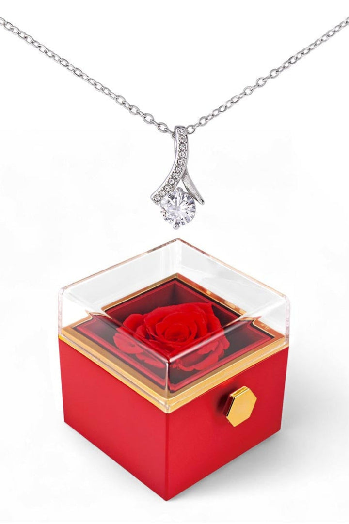 Timeless Beauty - Stainless Steel Necklace w/ Rotating Rose Gift Box   Jewelry Joy & Country