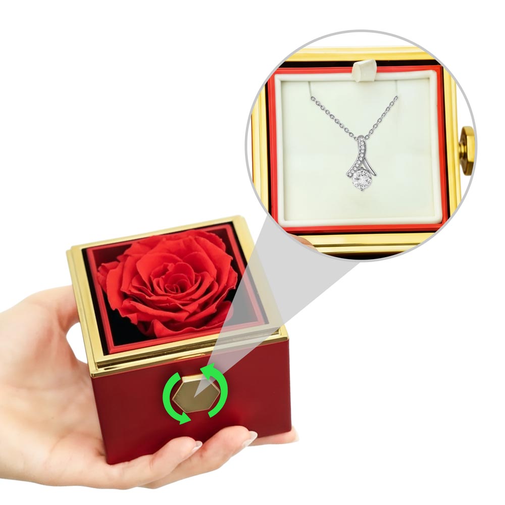 Timeless Beauty - Stainless Steel Necklace w/ Rotating Rose Gift Box   Jewelry Joy & Country
